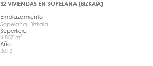 32 VIVIENDAS EN SOPELANA (BIZKAIA) Emplazamiento Sopelana, Bizkaia Superficie 6.857 m2 Año 2012